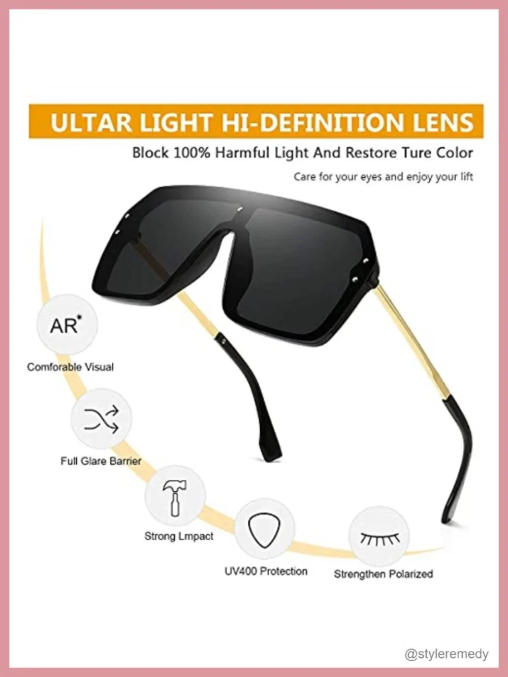 Oversized One Piece Sunglasses Rimless UV400 Shield Shades